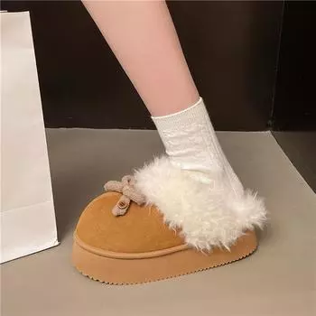 Women s winter thickened padded comfortable warm cold lightweight hiking waterproof non-slip thick bottom cushioning cotton slippers 36/37