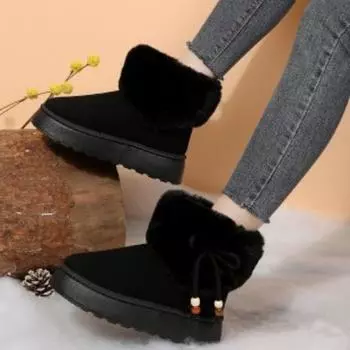 Women s Winter Thickened Padded Waterproof Comfortable Warm Anti-cold Lightweight Hiking Waterproof Anti-skid Thick Sole Cushioning Snow Boots 36