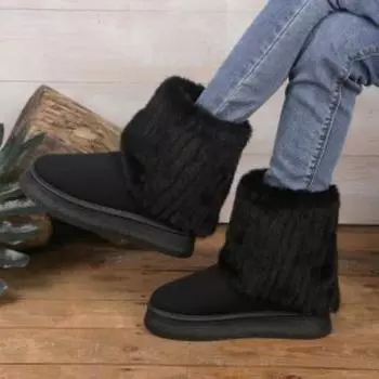 Women s Winter Thickened Padded Waterproof Fur One Comfortable Warm Anti-cold Lightweight Hiking Waterproof Anti-slip Thick Sole Cushioning Snow Boots 36