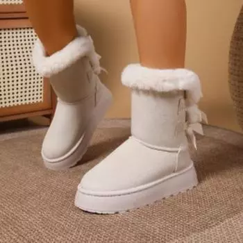 Women s Winter Thickened Padded Waterproof Fur One Comfortable Warm Anti-cold Lightweight Hiking Waterproof Anti-slip Thick Sole Cushioning Snow Boots 36