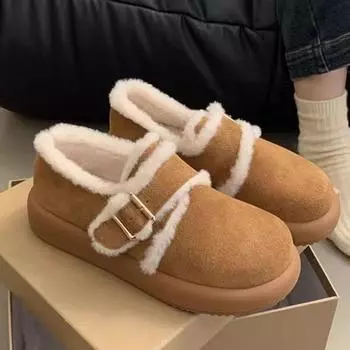 Women s winter velvet outer wear thick-soled warm snow cotton shoes new versatile fluffy shoes 35