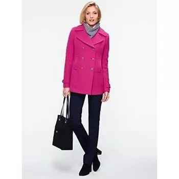 Women s Woolen Simple Lapel Thick Coat Rose Red 12