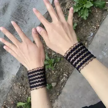 Women s Wristband Fashion Summer Scar Cover up Tattoo Cover Mesh Wristband Thin Handy Gadget Short Summer Sunscreen Scar Ornament Black 2 pairs One size