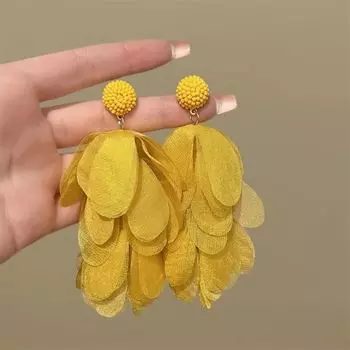 Women s Yellow Fabric Earrings for Travel and Vacation Yellow earrings