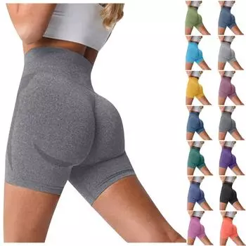 Женские брюки для йоги, дышащая одежда для йоги, однотонные эластичные шорты с высокой талией для тренировок L чёрный