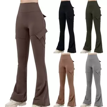 Women s Yoga Pants Solid Color Hip Lifting Work Pants Flared Pants High Waisted Yoga Pants XL