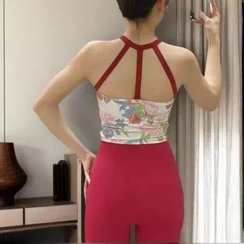 Women s Yoga Suit Tops Sports Vest with Chest Pad New Arrival High Strength Bubble Wrap Bra Beauty Back Workout Clothes Flowers Bloom and Tops L