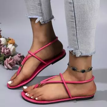 Women Sandals 2024 New Summer Shoes for Women Trend Open Toe Ankle Strap Beach Shoes Flat Heeled Sandals Sandalias De Mujer 36