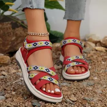 Women Sandals 2024 Summer Beach Flat Sandals Casual Comfortable Women Sandals Luxury Designer Shoes for Women Zapatos De Mujer 35 бежевый