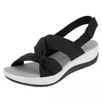 Women Sandals 2024 Summer Closed Toe Roman Sandal Female Bow Platform Wedges Slippers Ladies Shoes Plus Size 43 36 синий
