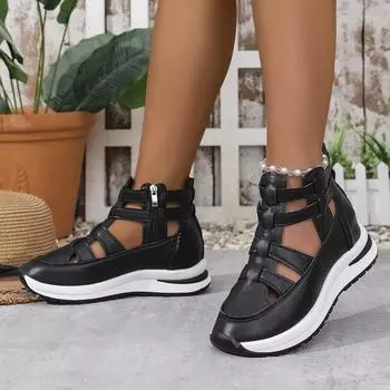Women Sandals New Closed Toe Office and Career Summer Solid Wedge Shoes for Women New High Quality Buckle Strap Sandals Women 36