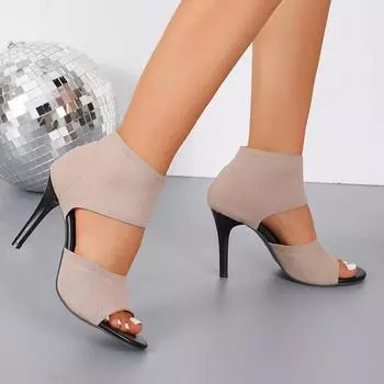 Women Sandals New Designer Knitted High Heels Sandals Summer 2024 Square Toe Thick Heeled Sandal Sexy Slingbacks Shoes for Women 36 чёрный