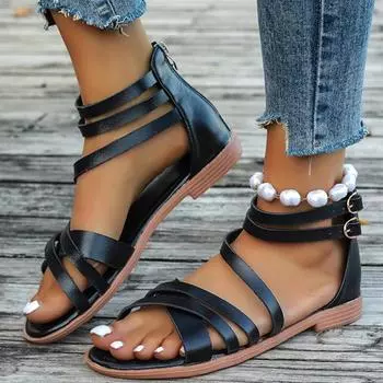 Women Sandals New Fashion Casual Casual Flats Beach Slippers Walking Sandals Outdoor Brand Slides Female Luxury Designer Sandals 35 чёрный