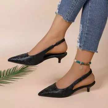 Women Sandals New High Quality Slip on Women Pumps Shoes Autumn Pointed Toe Solid Fashion Shallow Mouth Dress High Heels Sandals 35 бежевый