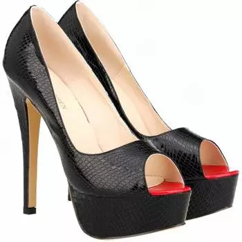 Women Sandals Sexy Pumps 14cm Stripper Pole Dance High Heels Peep Toe Platform Crocodile Pattern Stilettos Party Wedding Shoes 35