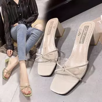 Women Sandals Shoes Celebrity Wearing Simple Style PVC Clear Strappy Buckle High Heels Woman Transparent Heels Yellow 663 4 зелёный
