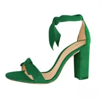 Женские сандалии Летние с бантом Открытый носок Сексуальные ремешки на щиколотке Высокий каблук Женские замшевые туфли-лодочки на толстом каблуке 11 см Свадебные туфли для вечеринки 35