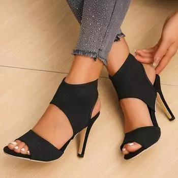 Women Sandals Summer Luxury Designer High Heels Sandals Sexy Fashion Breathable High Heels Shoes for Women Sandalias De Mujer 36 чёрный