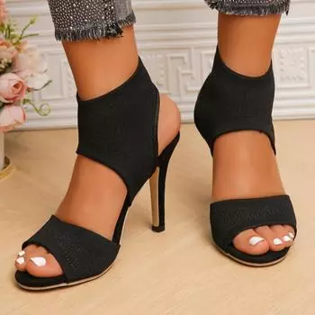 Women Sandals Summer Luxury Designer High Heels Sandals Sexy Fashion Breathable High Heels Shoes for Women Sandalias De Mujer 36 чёрный