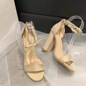Women Sandals Summer New Open Toe Sandals Women s Buckle Thick Heel High Heel Sandals Large Size 43 Sandalias De Mujer Heels 34