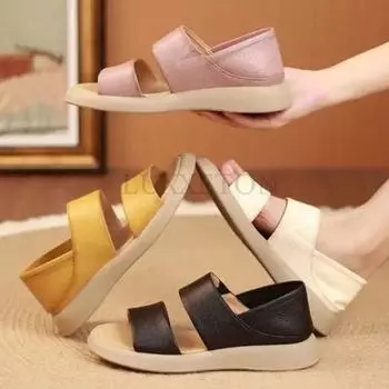 Женские сандалии Летние новые мягкие повседневные летние туфли Женские элегантные плоские сандалии Fish Mouth Beach Slip on Shoes Sandalias Mujer 35