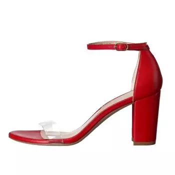 Women Sandals Summer Sexy 8cm Open Toe Ankle Strap High Heels Gladiator Ladies Wedding Shoes Buckle Thick Heel PVC Clear Pumps 35