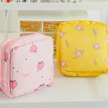 Women Sanitary Napkin Tampon Storage Bag Cute Sanitary Pad Pouches Portable Makeup Lipstick Key Earphone Data Cables Organizer 1PC