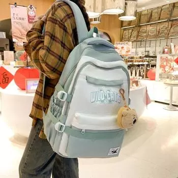 Women Schoolbag Middle School Students Large Capacity Color Contrast Backpack Travel Backpack for Men чёрный