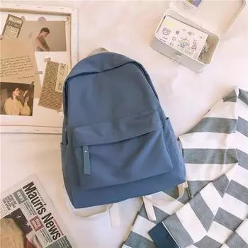 Women Schoolbag Waterproof Large Capacity School Backpack Smooth Zipper Solid Color Teens Girl Casual Back Pack Student Book Bag