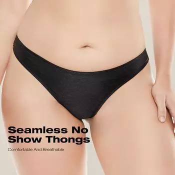 Women Seamless Solid Thongs M чёрный