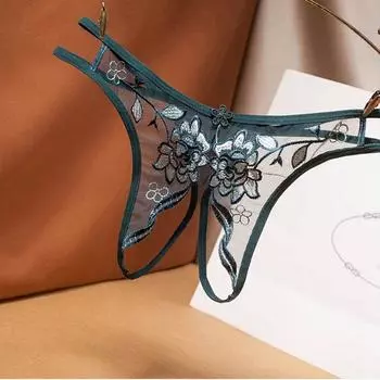 Women Sex Lace Crotchless Transparent Low Waist Underwear Panties G Strings Thongs