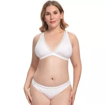 Women Sexy Deep V Bikinis Set M белый