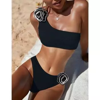 Women Sexy Floral Bra Set S чёрный