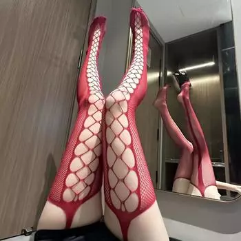 Women Sexy Hosiery Thigh High Mesh Stockings JK Lolita Punk Ladies Girls Hollow Out Fishnet Stockings Y2K Nylon Pantyhose one size