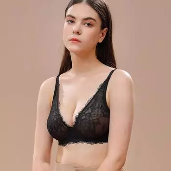 Women Sexy Lace Bra Push Up Underwired Underwear 32C чёрный