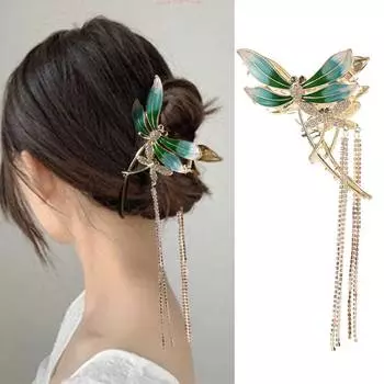 Women Shark Clip Korean Style Hair Clip Dragonfly Hair Claw Hair Accessories Women Crab Clip золотой