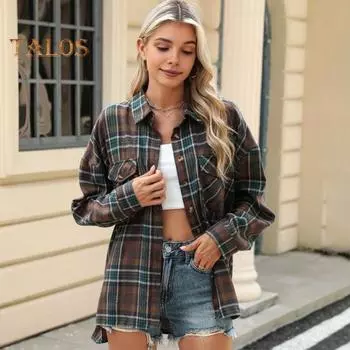 Женская рубашка с лацканами, длинным рукавом, карманами-клапанами, повседневная рубашка, однобортная, стиль для поездок на работу, свободная рубашка, пальто, повседневная одежда S кофейный