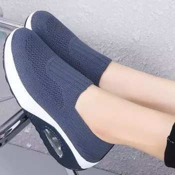 women shoes 2024 fashion knitting breathable walking shoes slip on flat shoes comfortable casual shoes Sneaksrs woman plus size 5