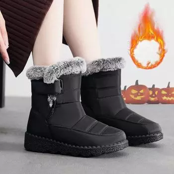 Women Shoes Antiskid Winter Boots Warm Cotton Plush Versatile Snow Boots Fashion Waterproof Ankle Boots Men Sneaker Zapatillas 36 чёрный