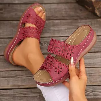 Women Shoes Hot Sale Open Toe Women Slippers Summer Rome Solid Outdoor Sandals Beach Wedges Large Size Slippers Slides Women 36 белый