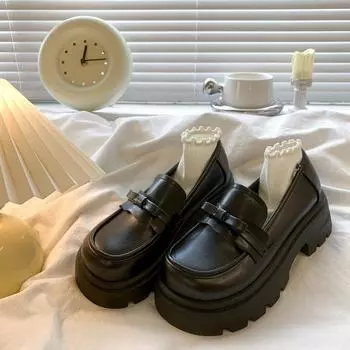 Women Shoes JK Japanese Kawaii Black White Cute Lolita Shoes Retro Vintage 40