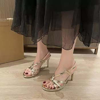 Women Shoes New Sexy Cross Strap Stiletto Women Sandals Elegant Banquet Party High Heels Wedding Bridesmaid Shoes for Women 35