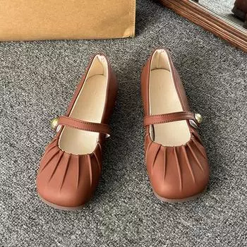 Women Shoes Off White Shoes Vintage Mary Jane All-match Simple Casual Comfortable Anti-slip Shallow Mouth Flat Shoes Autumntime 35 покинуть белый