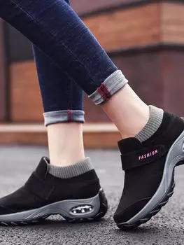 Women Shoes Winter Warm Plush Anti-skid Waterproof Outdoor Walking Sneaker Chunky Shoes Snow Boots Chaussures Pour Femmes 35 чёрный