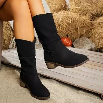 Women Short Boots Autumn Winter New Fashion High Quality Pleated Boots Women Casual Comfortable Pointed Toe Slip on Dress Shoes 36 хаки