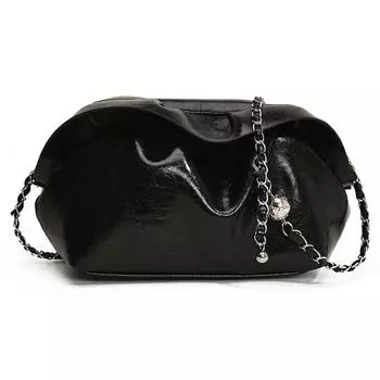 Women Shoulder Bag Pleated PU Leather Crossbody Bag Clip Underarm Purse Clutch Purse for Travel Commuting чёрный