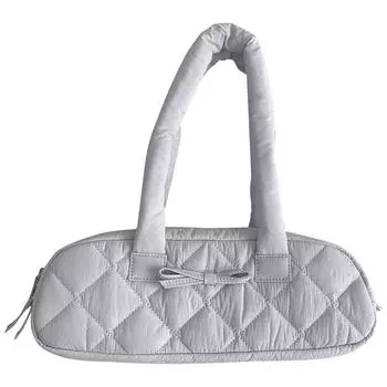 Women Shoulder Bag Quilted Nylon Handbag Bowknot Hobo Bag with Inner Pockets Puffer Bag for Shopping Work Travel Green