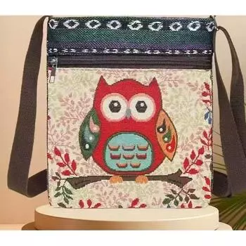 Women Shoulder Small Shoulder Bag Canvas Bag Yunnan Ethnic Bag Style Embroidered Cute Fashion Women Mobile Phone Bag Shoulder Owl