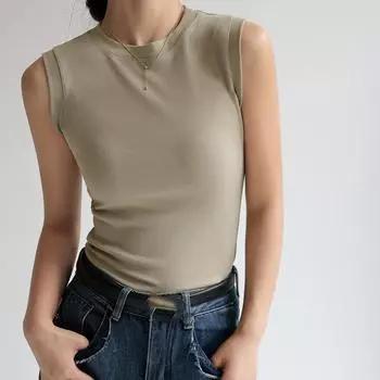 Женские футболки без рукавов с круглым вырезом, женская футболка, уличный жилет, топ S чёрный