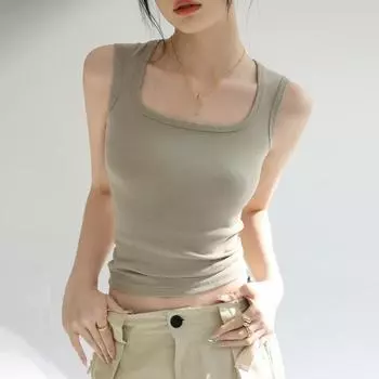 Женская футболка без рукавов с U-образным вырезом, женская футболка, уличный жилет, топ S чёрный